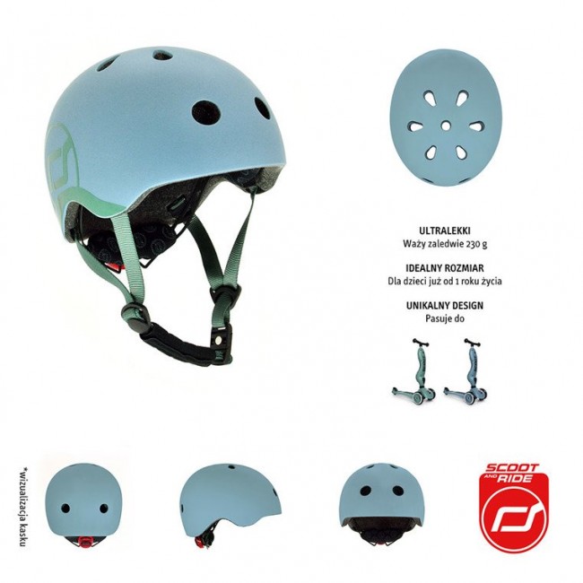 Kask dla dzieci SCOOTANDRIDE XXS-S 1-5 lat - Steel