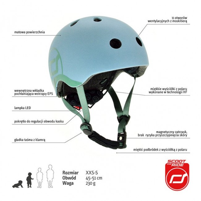 Kask dla dzieci SCOOTANDRIDE XXS-S 1-5 lat - Steel