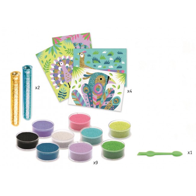 Zestaw artystyczny z piaskami i brokatem Djeco - Paw