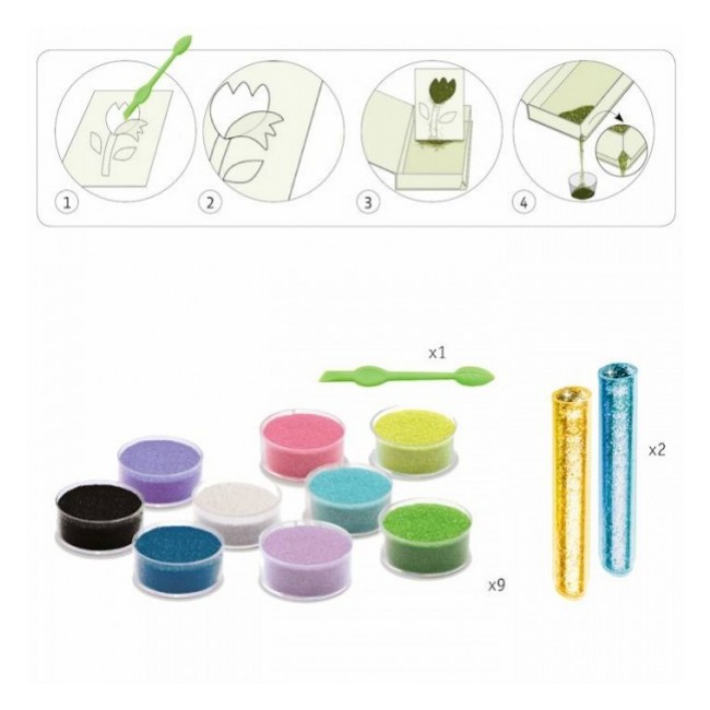 Zestaw artystyczny z piaskami i brokatem Djeco - Paw