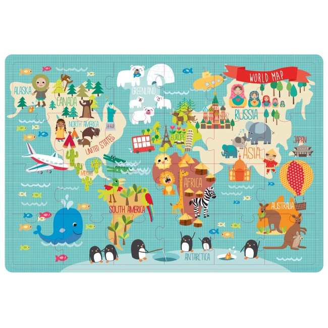 Puzzle XL Apli Kids - Mapa świata 3+