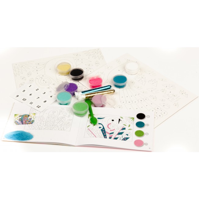 Zestaw artystyczny z piaskami i brokatem Djeco - Paw