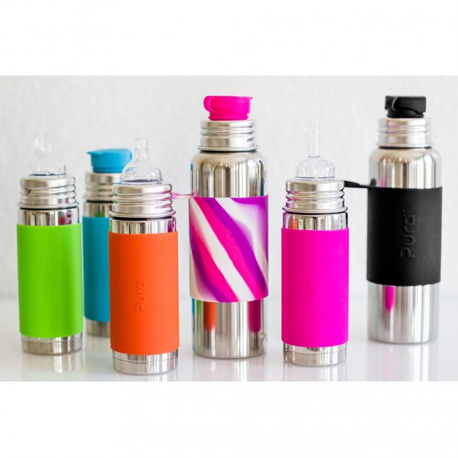 Termobutelka Pura Kiki z ustnikiem niekapkiem 260ml - pomarańczowa osłonka