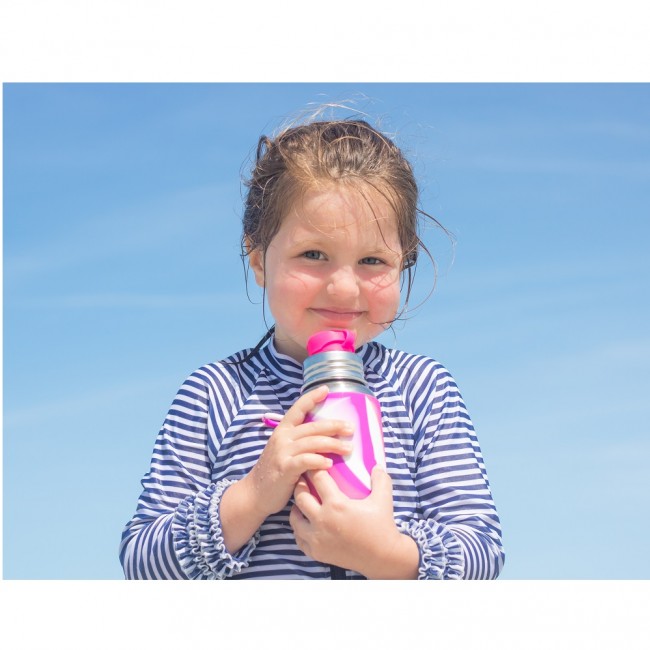 Termobutelka Pura Kiki ze słomką 260ml - różowa osłonka swirl