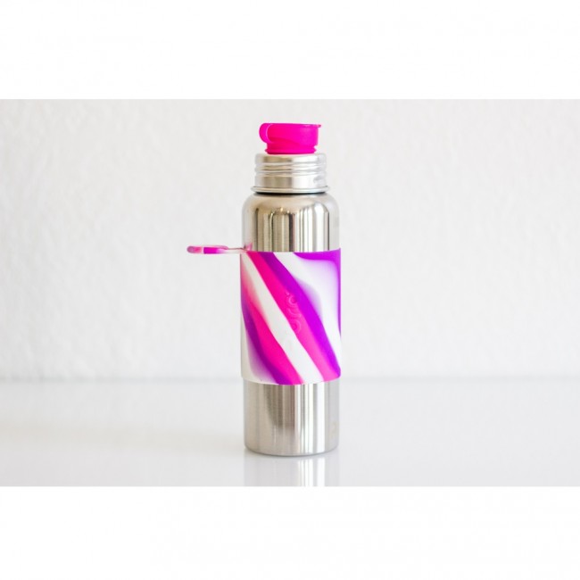 Termobutelka Pura Kiki ze słomką 260ml - różowa osłonka swirl