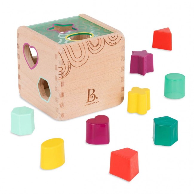 Drewniana kostka - sorter kształtów i kolorów B. Toys