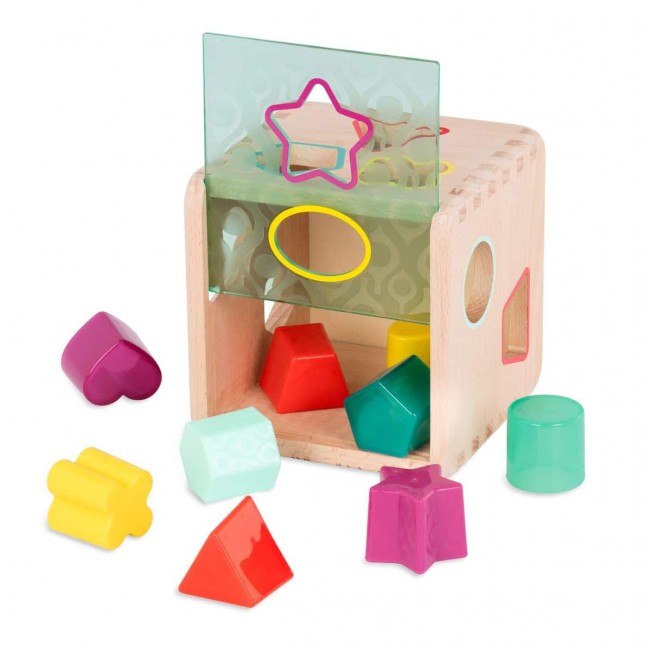 Drewniana kostka - sorter kształtów i kolorów B. Toys