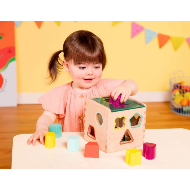 Drewniana kostka - sorter kształtów i kolorów B. Toys
