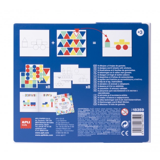 Zestaw z naklejkami geometrycznymi Apli Kids - Pojazdy