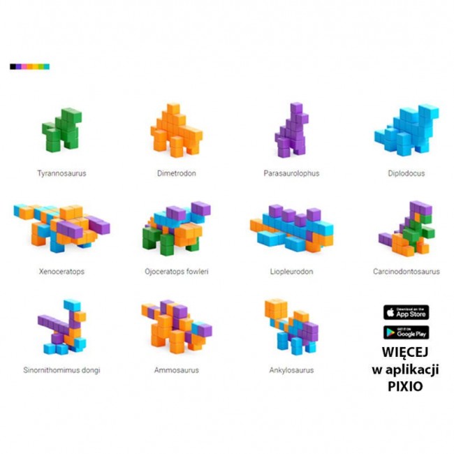 Klocki magnetyczne Pixio - Mini Dinos