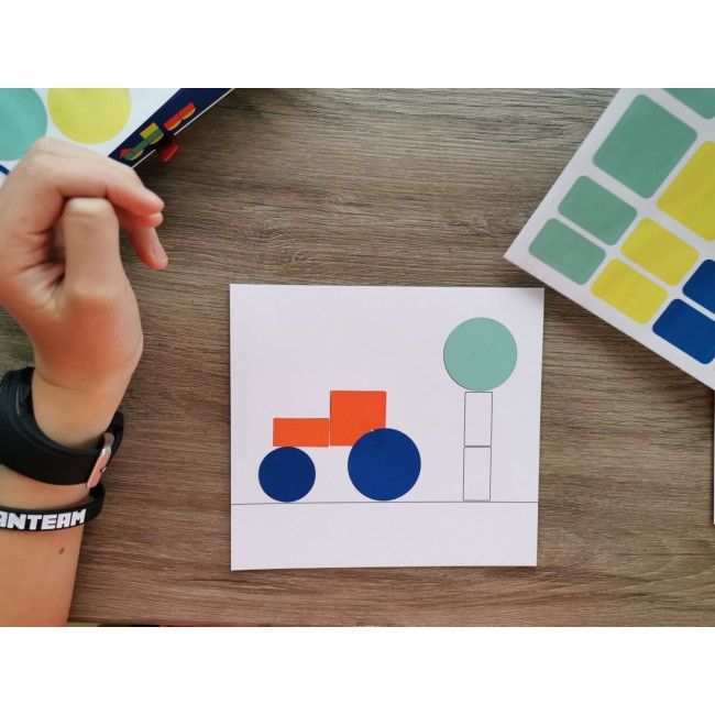 Zestaw z naklejkami geometrycznymi Apli Kids - Pojazdy