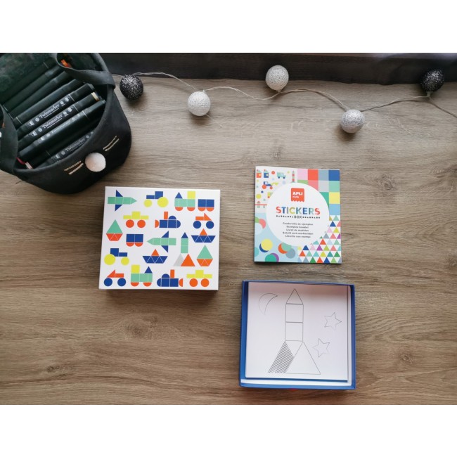Zestaw z naklejkami geometrycznymi Apli Kids - Pojazdy