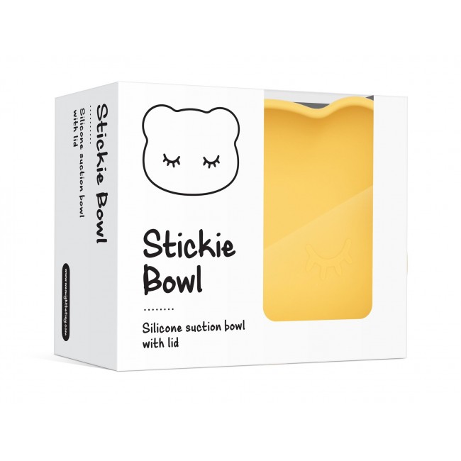 Silikonowa miseczka z przyssawką i pokrywką Miś We Might Be Tiny - Yellow