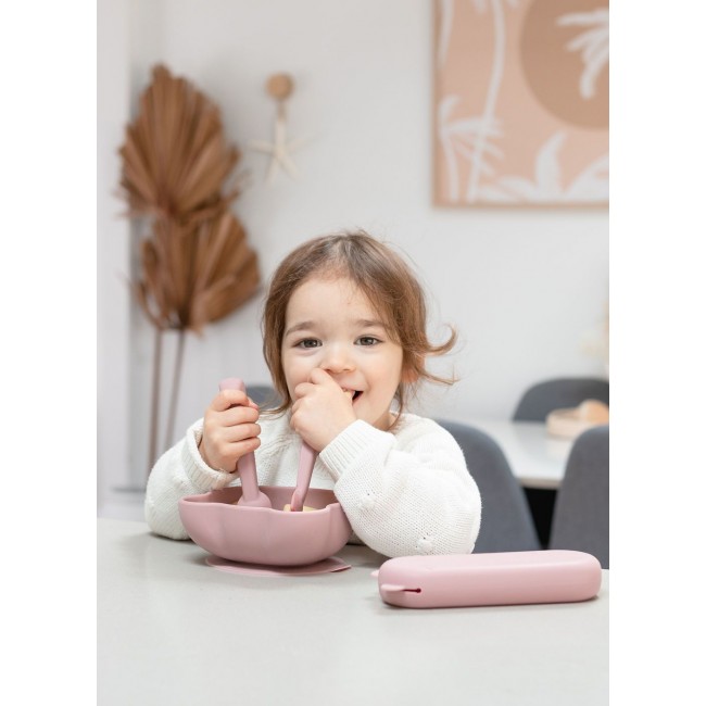 Silikonowa miseczka z przyssawką i pokrywką Miś We Might Be Tiny - Yellow