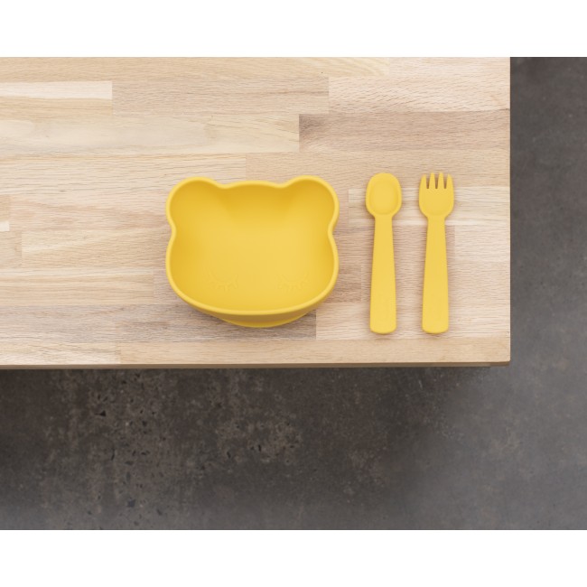 Silikonowa miseczka z przyssawką i pokrywką Miś We Might Be Tiny - Yellow