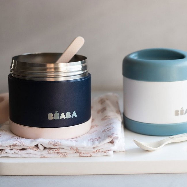 Pojemnik - termos obiadowy ze stali nierdzewnej 500 ml Beaba - light pink/night blue