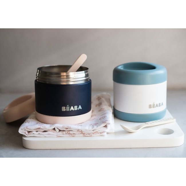 Pojemnik - termos obiadowy ze stali nierdzewnej 500 ml Beaba - light pink/night blue