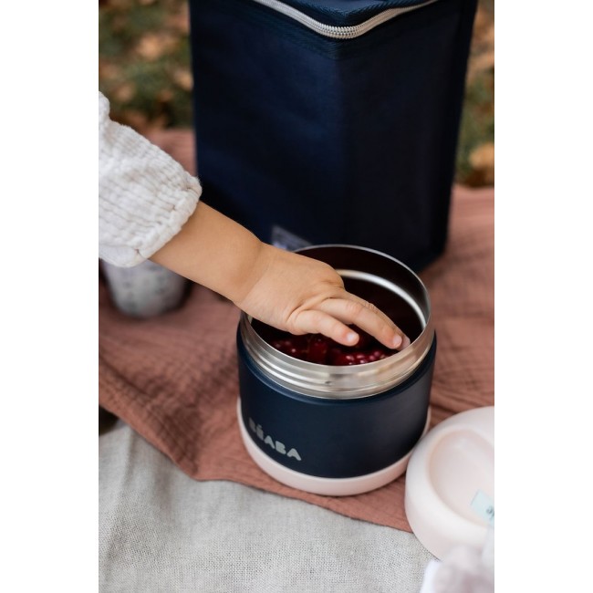 Pojemnik - termos obiadowy ze stali nierdzewnej 500 ml Beaba - light pink/night blue