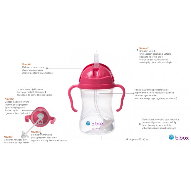 Innowacyjny bidon ze słomką B.box Gelato - Boysenberry