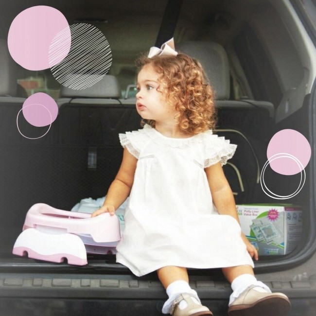 Turystyczny nocnik, nakładka sedesowa 2w1 Potette Plus - różowo-biały