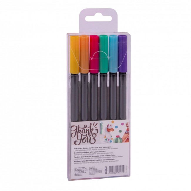 Markery dwustronne Brush Marker Apli Kids - 6 kolorów pastelowych