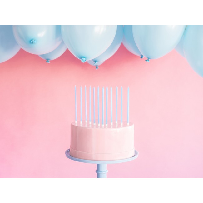 Świeczki urodzinowe Party Deco gładkie 14cm - jasny niebieski