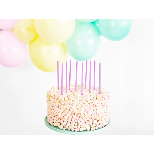 Świeczki urodzinowe Party Deco gładkie 14cm - jasny liliowy