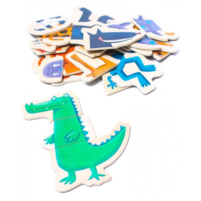 Drewniane Puzzle Magnetyczne Djeco - zwierzątka 24 elementy