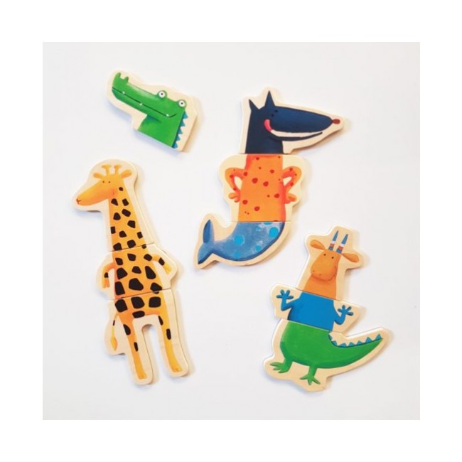 Drewniane Puzzle Magnetyczne Djeco - zwierzątka 24 elementy