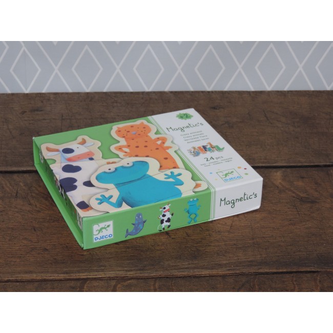 Drewniane Puzzle Magnetyczne Djeco - zwierzątka 24 elementy