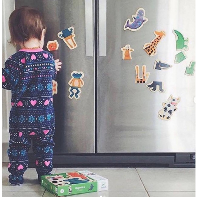 Drewniane Puzzle Magnetyczne Djeco - zwierzątka 24 elementy