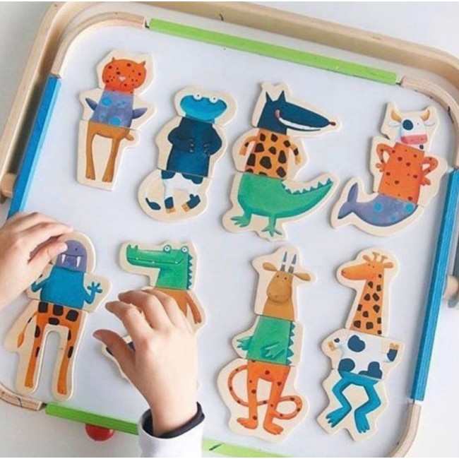 Drewniane Puzzle Magnetyczne Djeco - zwierzątka 24 elementy
