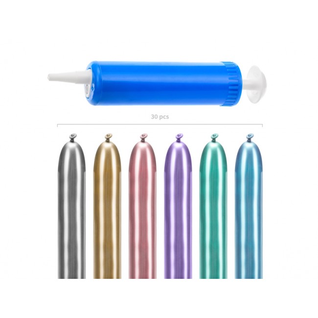 Balony modeliny Party Deco 130 cm - Glossy mix z pompką