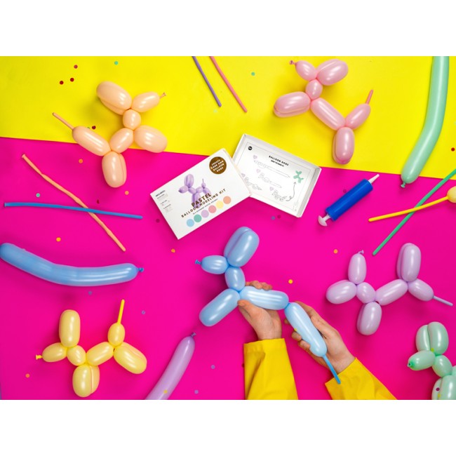 Balony modeliny Party Deco 130 cm - Pastelowe mix z pompką