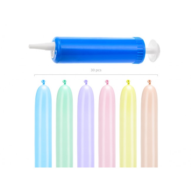 Balony modeliny Party Deco 130 cm - Pastelowe mix z pompką