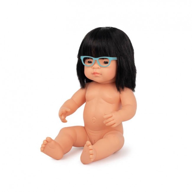 Lalka dziewczynka Miniland Doll - Azjatka z okularami 38cm