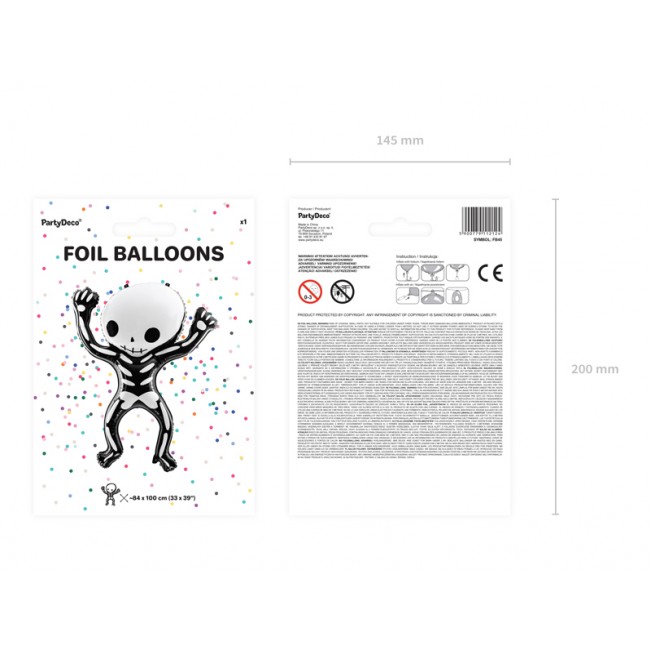 Balon foliowy Party Deco - Szkielet 84 x 100 cm