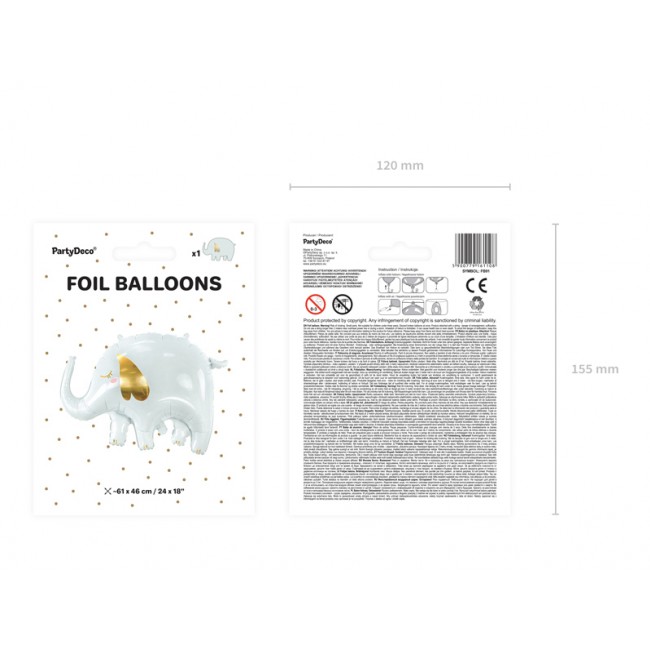 Balon foliowy Party Deco - Słoń 61 x 46 cm