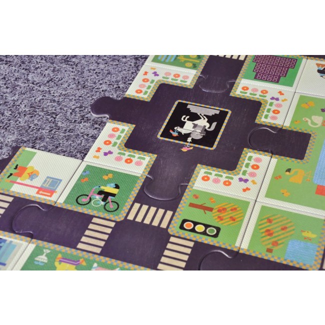Puzzle Gigant Djeco - Ulica ze znakami drogowymi