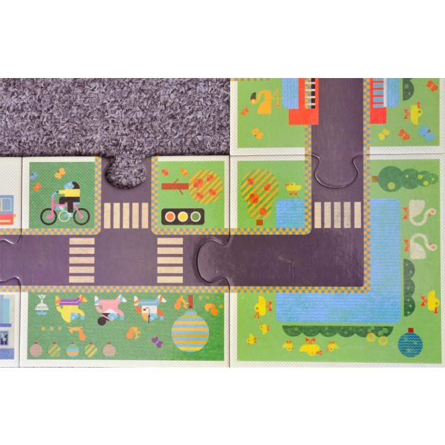 Puzzle Gigant Djeco - Ulica ze znakami drogowymi