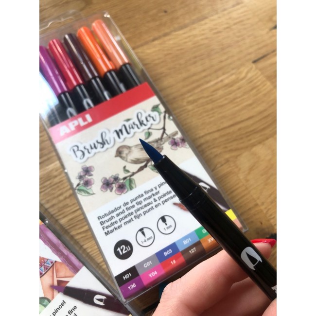 Markery dwustronne Brush Marker Apli Kids - 6 kolorów pastelowych