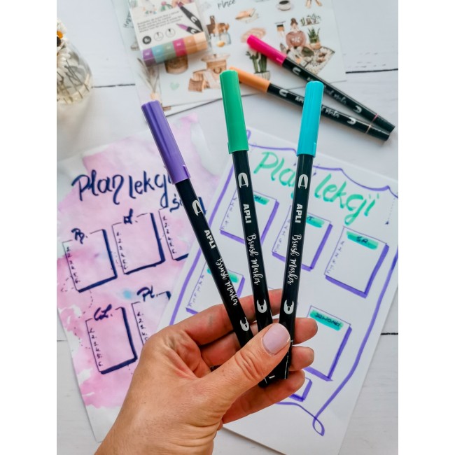 Markery dwustronne Brush Marker Apli Kids - 6 kolorów pastelowych