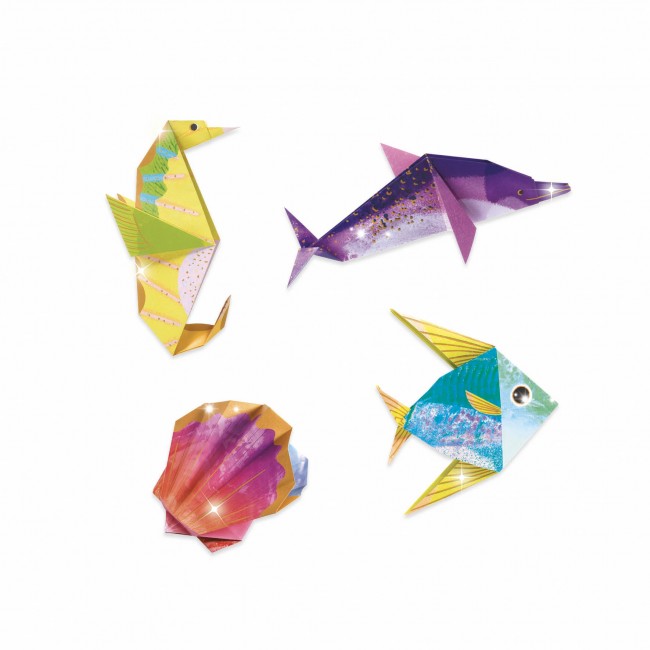 Zestaw artystyczny Origami Djeco - Morskie zwierzęta metaliczne