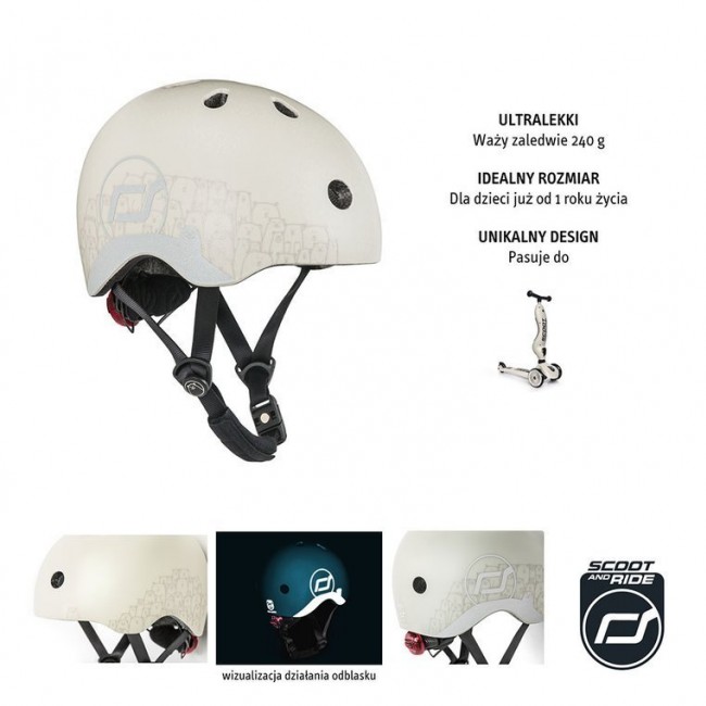 Kask z odblaskami SCOOTANDRIDE XXS-S 1-5 lat - Ash Bear