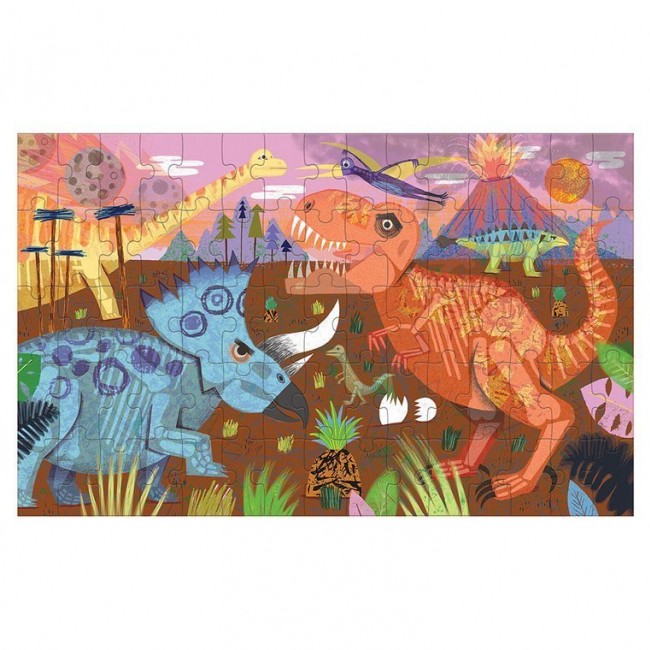 Puzzle soczewkowe 75 elementów z ruchomym obrazkiem 3D Mudpuppy - Dinozaury