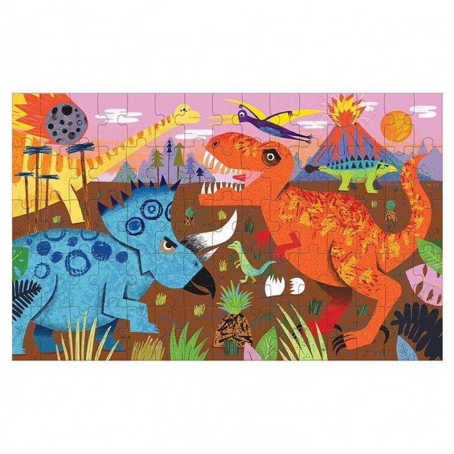 Puzzle soczewkowe 75 elementów z ruchomym obrazkiem 3D Mudpuppy - Dinozaury