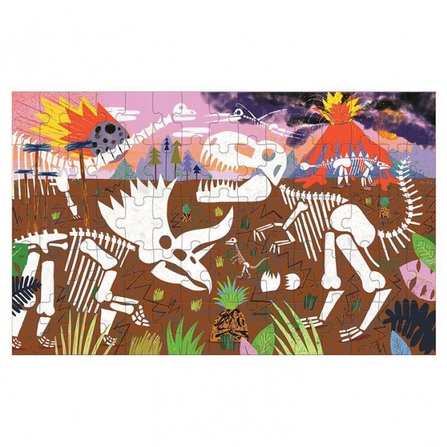 Puzzle soczewkowe 75 elementów z ruchomym obrazkiem 3D Mudpuppy - Dinozaury