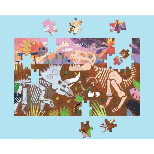 Puzzle soczewkowe 75 elementów z ruchomym obrazkiem 3D Mudpuppy - Dinozaury