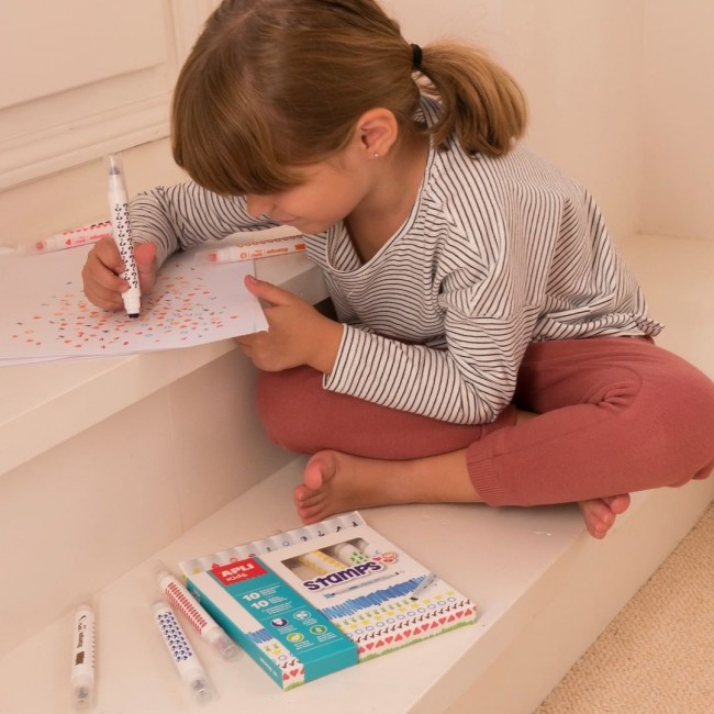 Flamastry ze stempelkami Apli Kids - 10 kolorów