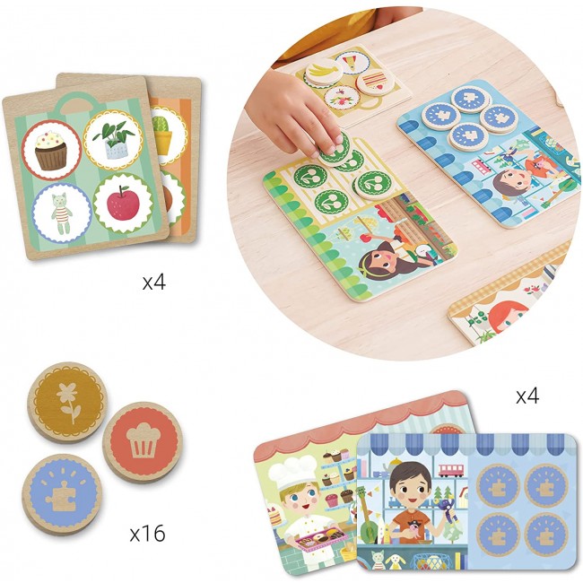 Drewniana gra Apli Kids - Memo Lotto Zakupy